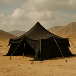 A Bedouin-styled tent in the desert.